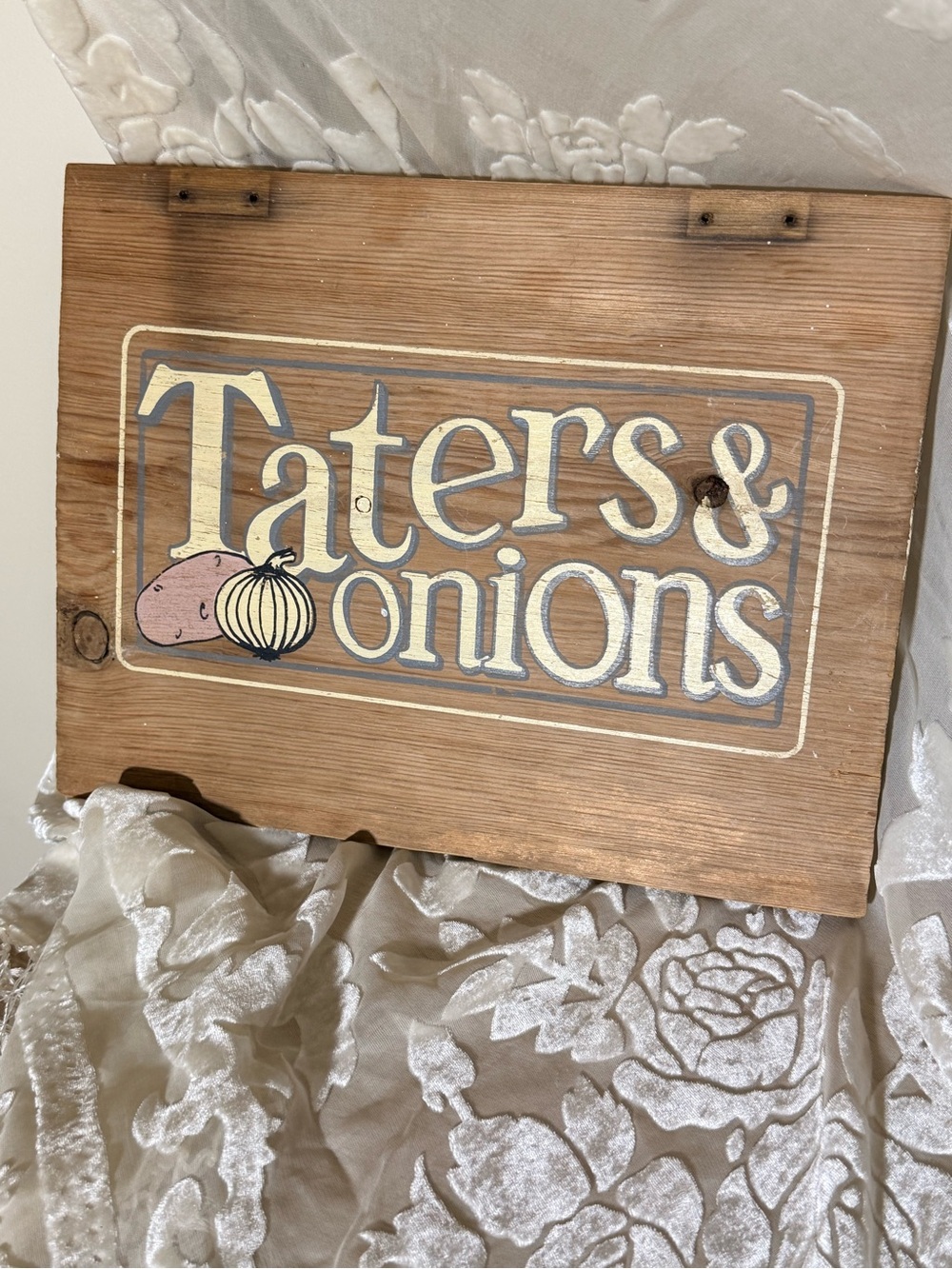 Taters & Onions Wooden Farmhouse Sign - Rustic 12x9.5”